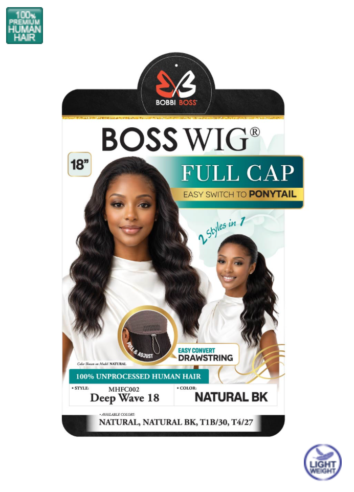 Bobbi Boss MHFC002 Deep Wave 18" Human Hair 2-in-1 Wig