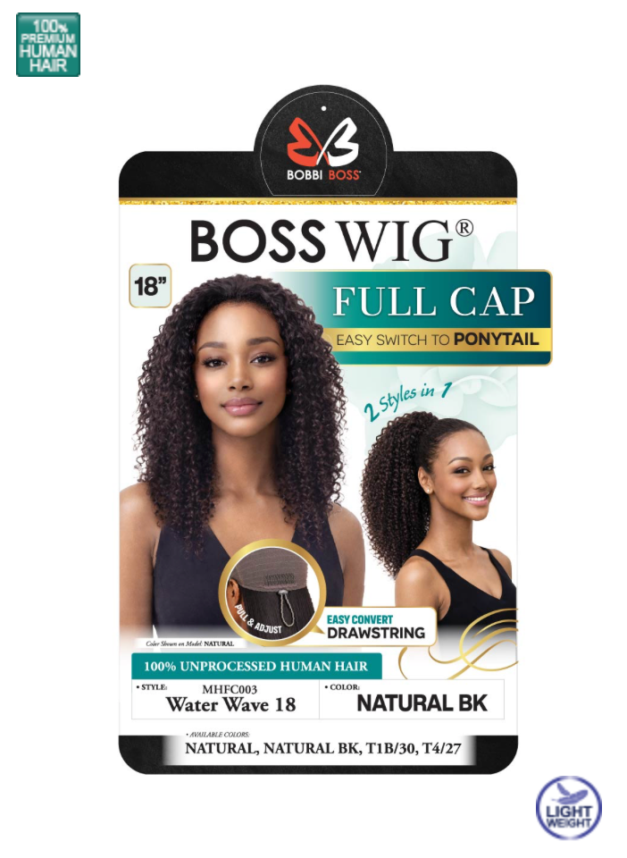 Bobbi Boss MHFC003 Water Wave 18" Human Hair 2-in-1 Wig