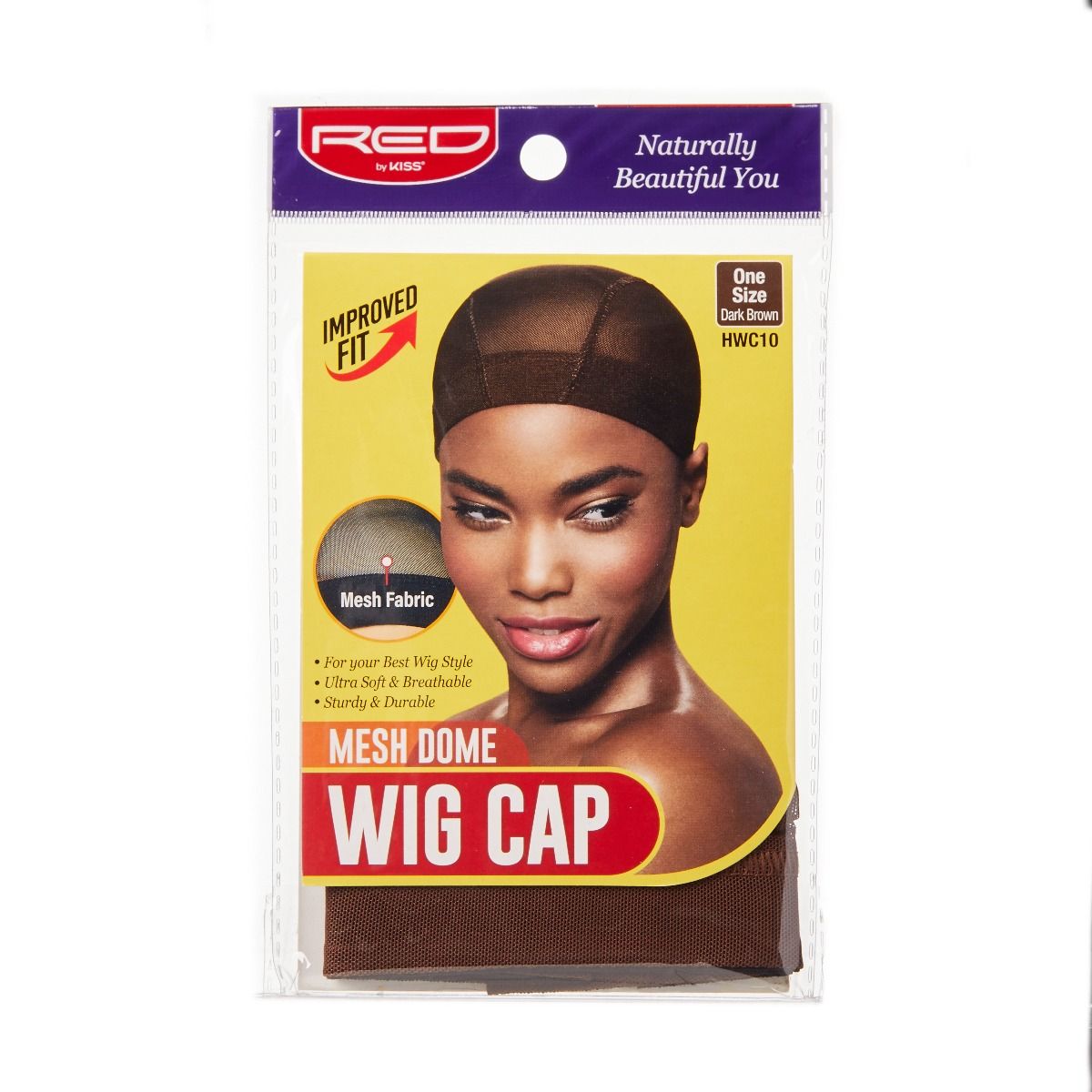RED Mesh Dome Wig Cap Dark Brown