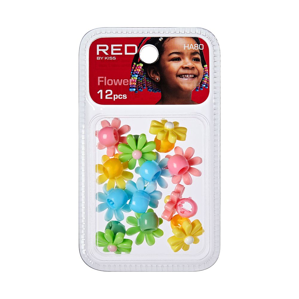 RED Flower Claw Clip Beads