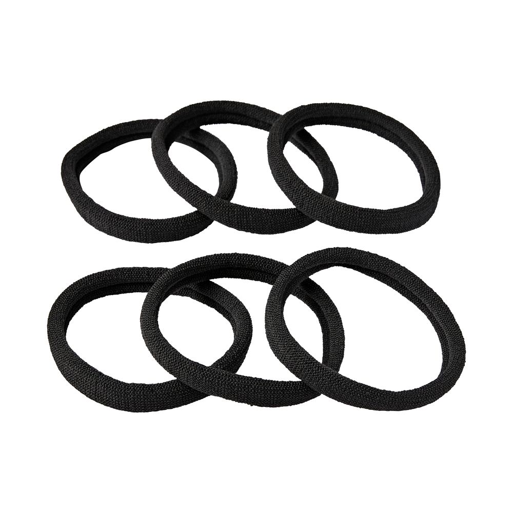 RED Ponytail Holder Medium 6pcs Black