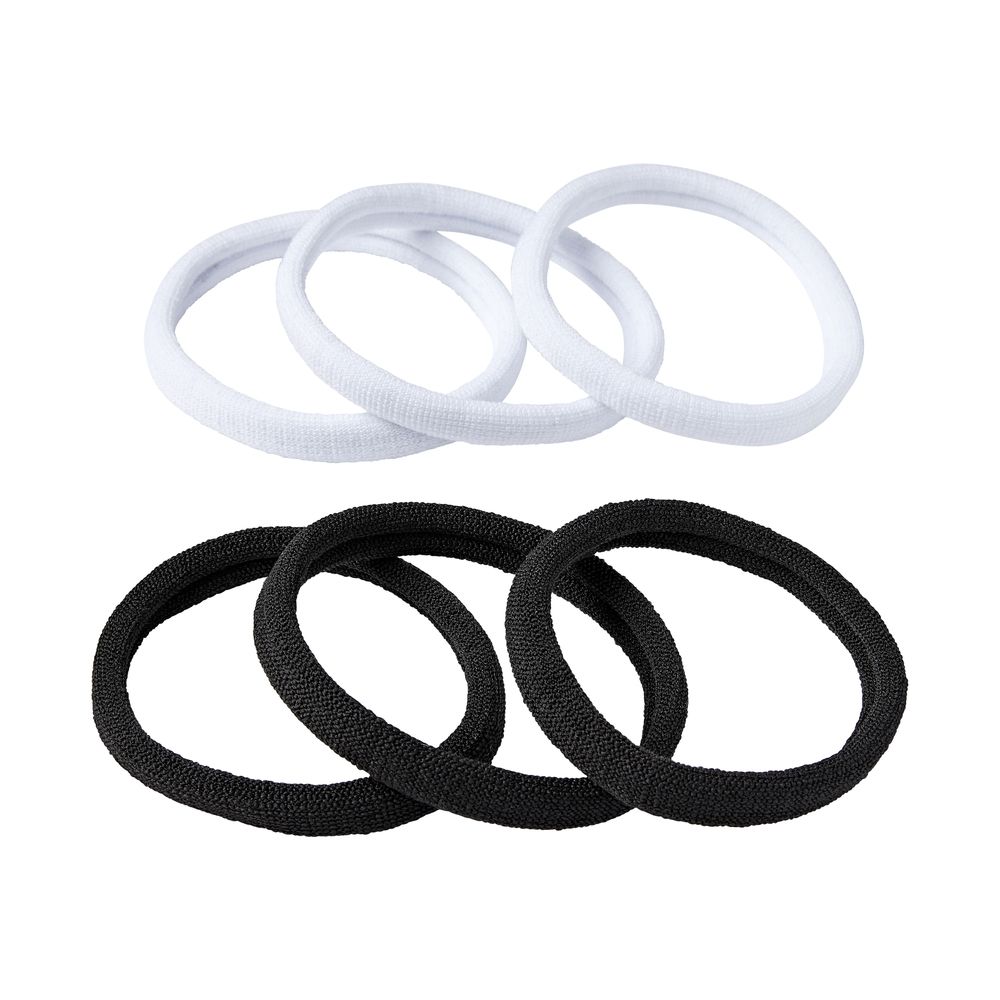 RED Ponytail Holder Medium 6pcs Black and White