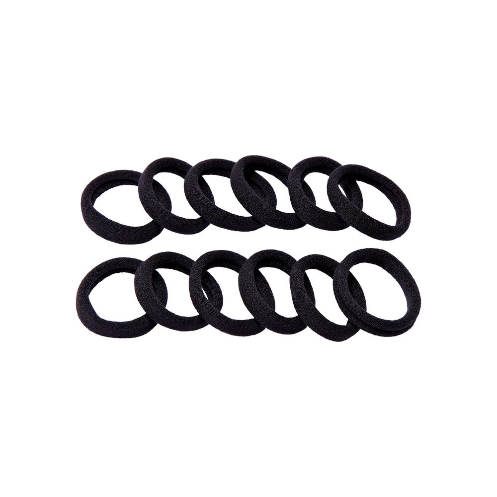 RED Ponytail Holder Mini 12 pcs Black