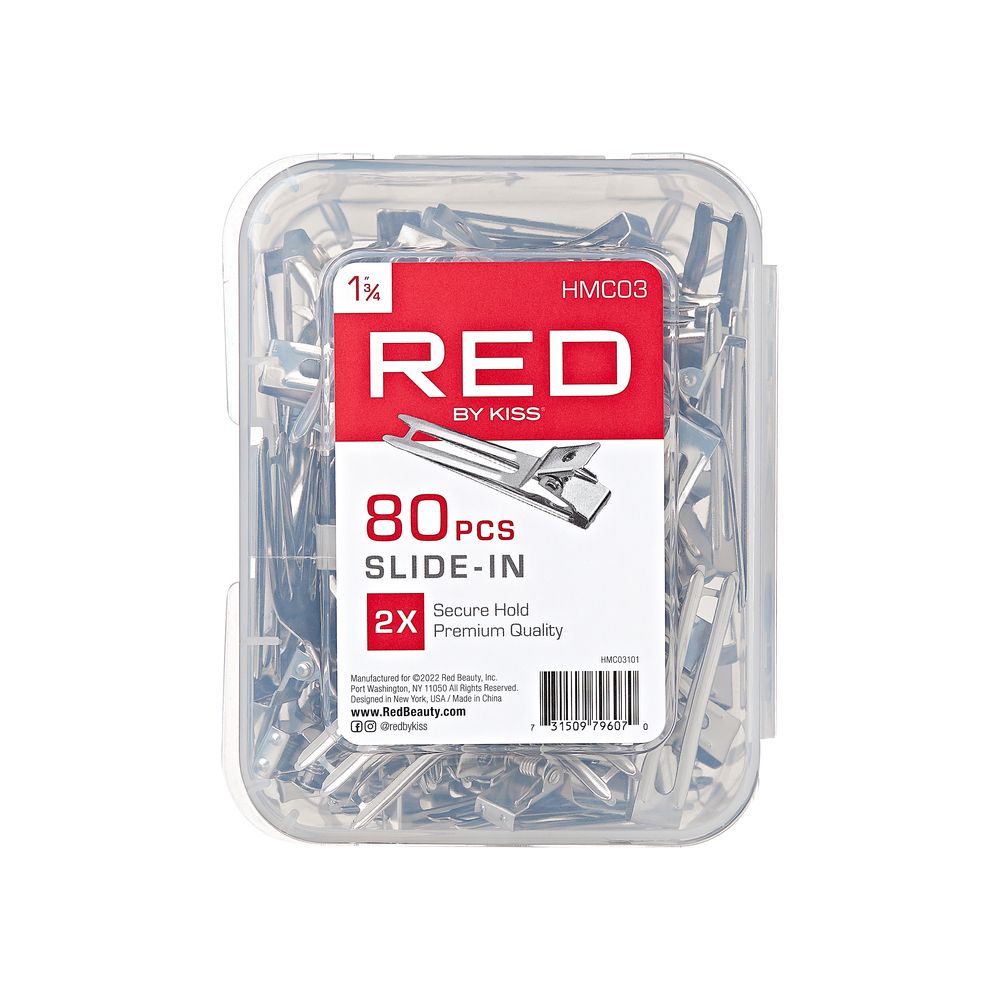 RED Slide In Double Prong Clips 1-3/4" 80 pcs