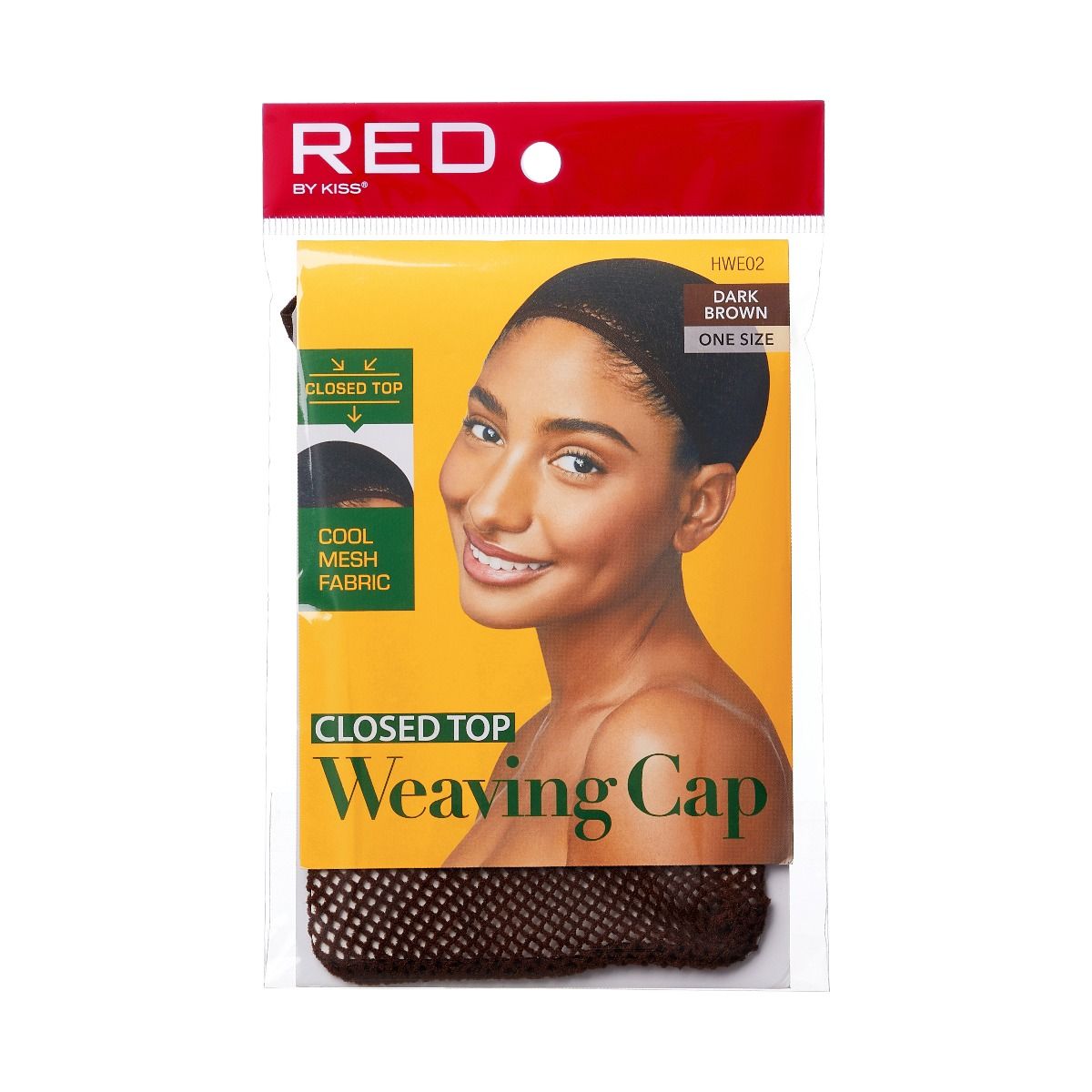 RED Mesh Weaving Cap Closed Top Dark Brown