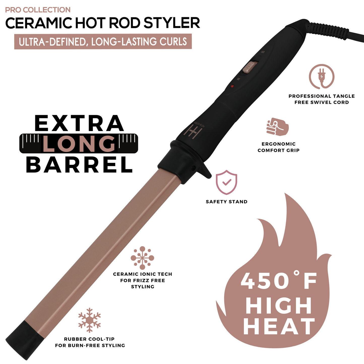 H&H Ceramic Hot Rod Styler Wand 1"