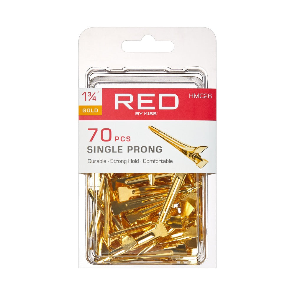 RED Single Prong Clips 1-3/4" 70 pcs Gold