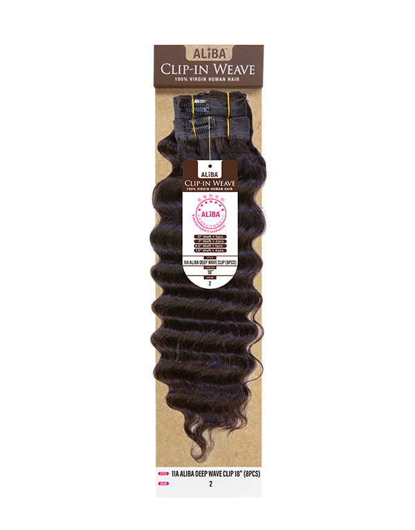 11A Aliba Clip Deep Wave Human Hair 8pcs