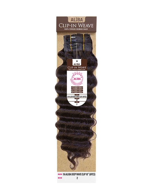 11A Aliba Clip Deep Wave Human Hair 8pcs