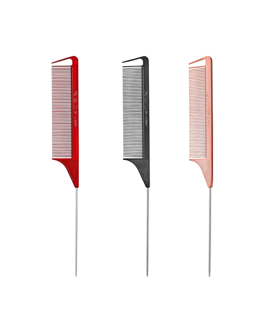Red Parting Pin Tail Comb Assorted Chrome (Each)