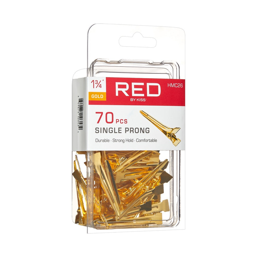 RED Single Prong Clips 1-3/4" 70 pcs Gold