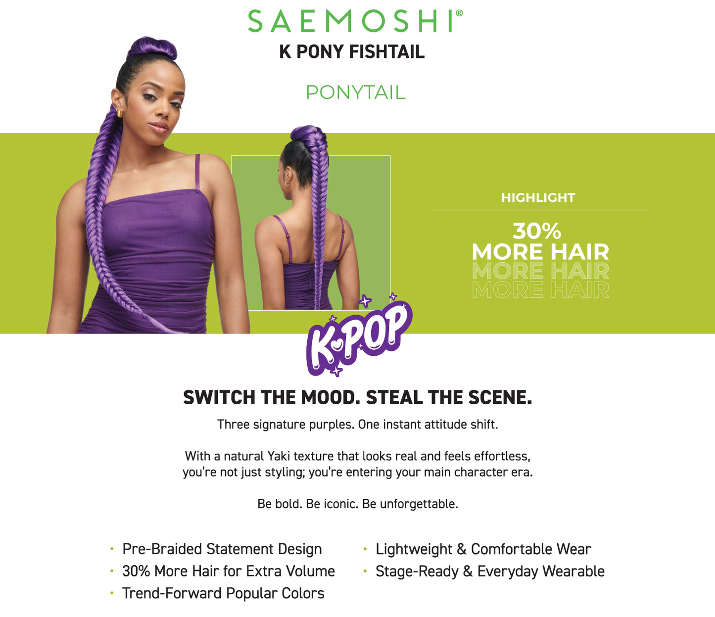 SAEMOSHI K Pony Fishtail 40" Ponytail