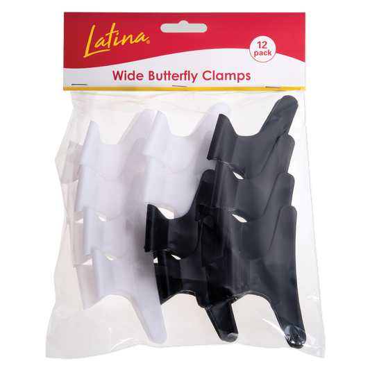 Latina Wide Butterfly Clamps  Black / White 3-1/4" LAT-346
