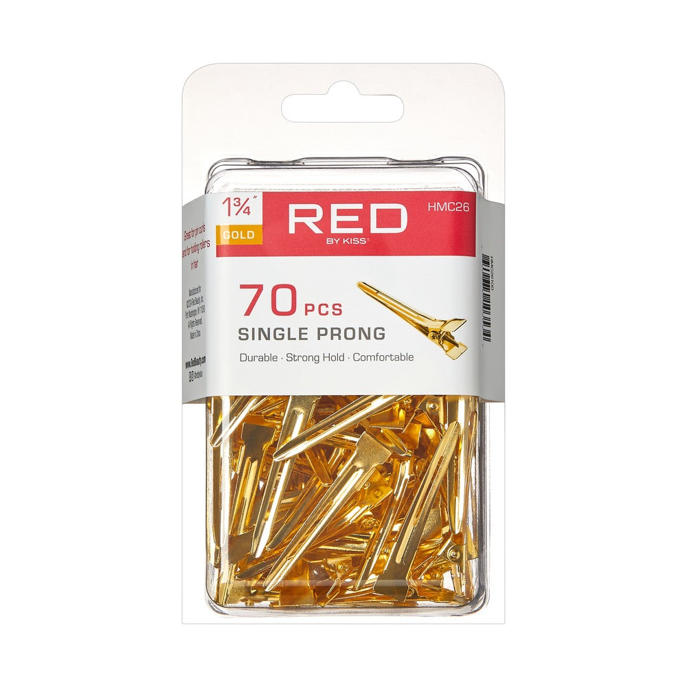 RED Single Prong Clips 1-3/4" 70 pcs Gold
