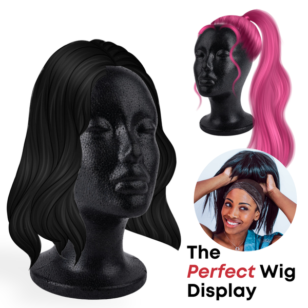 Annie Polystyrene Foam Wig Head 21" - Black