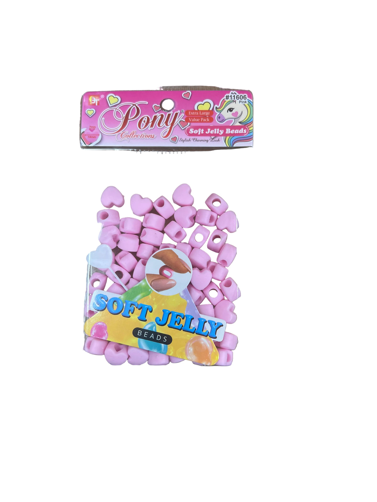 BT XL SOFT JELLY HEART BEAD VALUE PACK - PINK