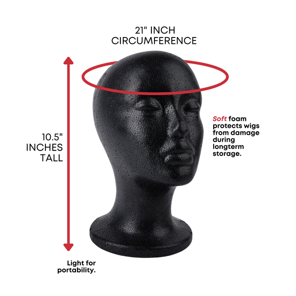 Annie Polystyrene Foam Wig Head 21" - Black