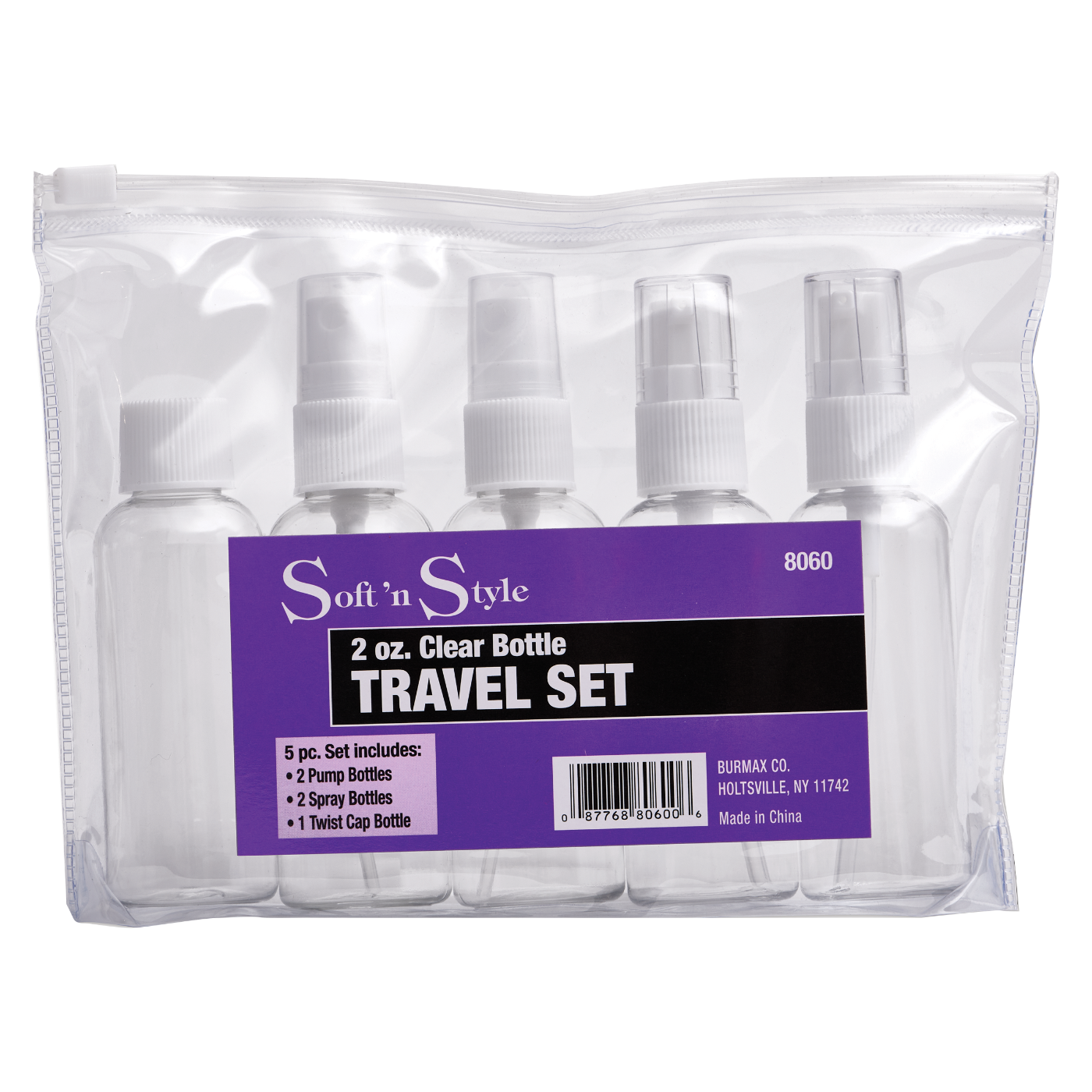 Soft n Style Clear Bottle Travel Set 2oz 5 PC