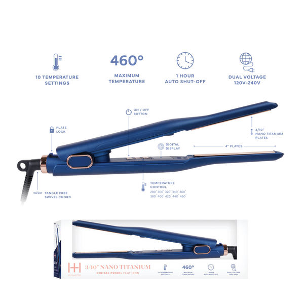 H&H Nano Titanium Digital Pencil Flat Iron 3/10"