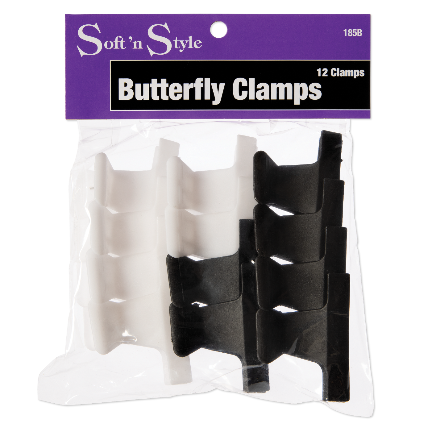 Soft n Style Product Club Butterfly Clamps 2" 185B 12 PK - Black / White