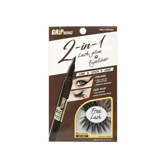 EBIN 2 in 1 Lash Glue Eyeliner Brown