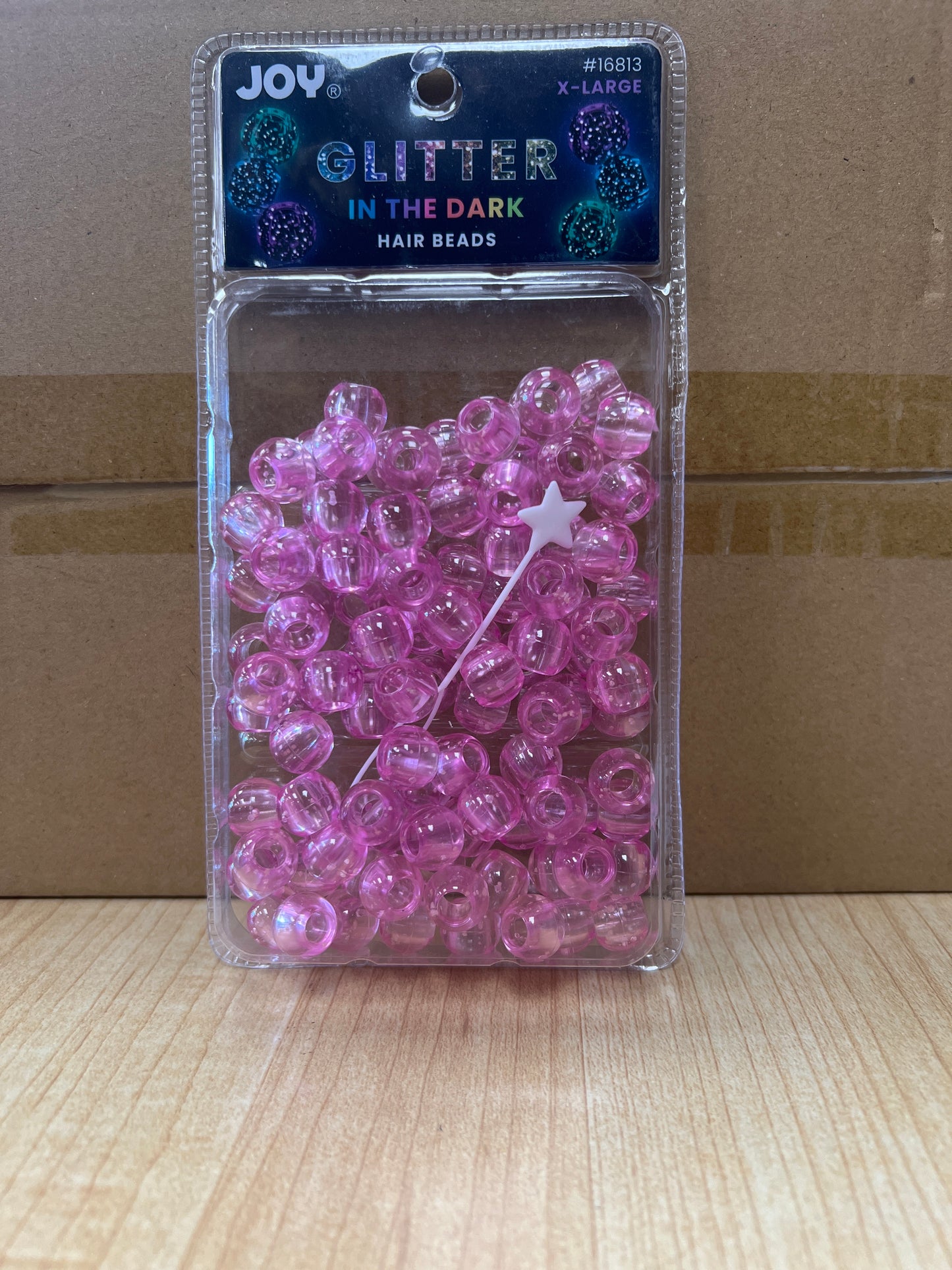 Joy Hair Beads XL 16813 Glitter GID Pink