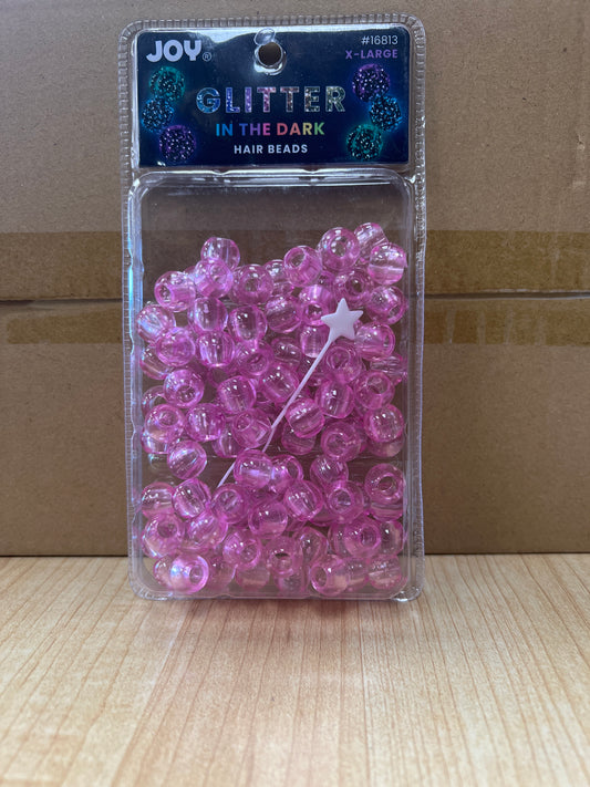 Joy Hair Beads XL 16813 Glitter GID Pink