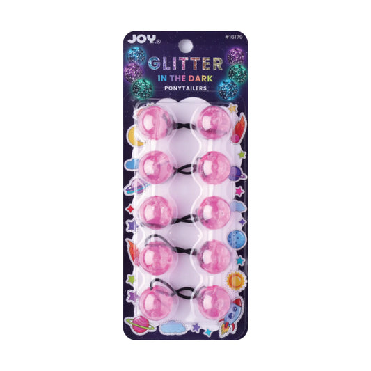 Joy Twin Beads Ponytailer 25mm 5ct Glitter Glow - Pink