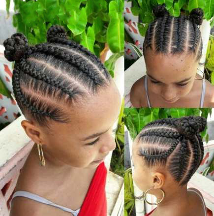 Kids Braid Style #K04:  Space Buns (Age 10 & Under)