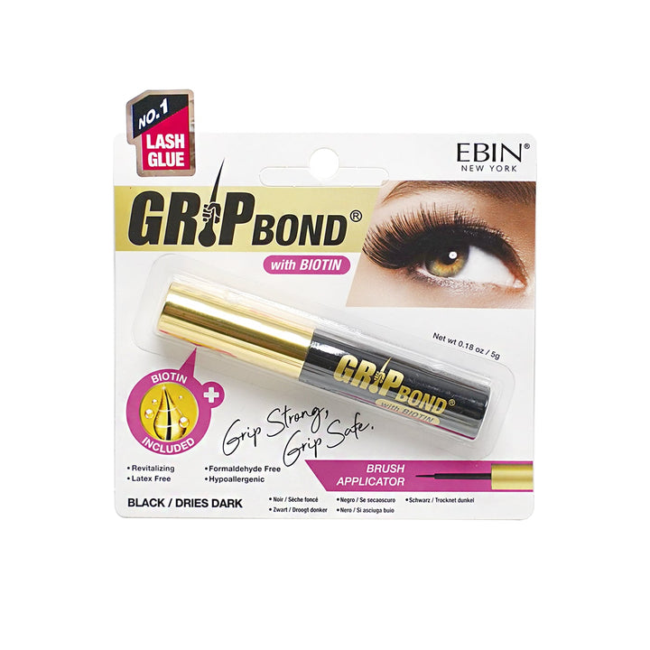 EBIN Eyelash Glue Grip Bond Black Biotin Brush