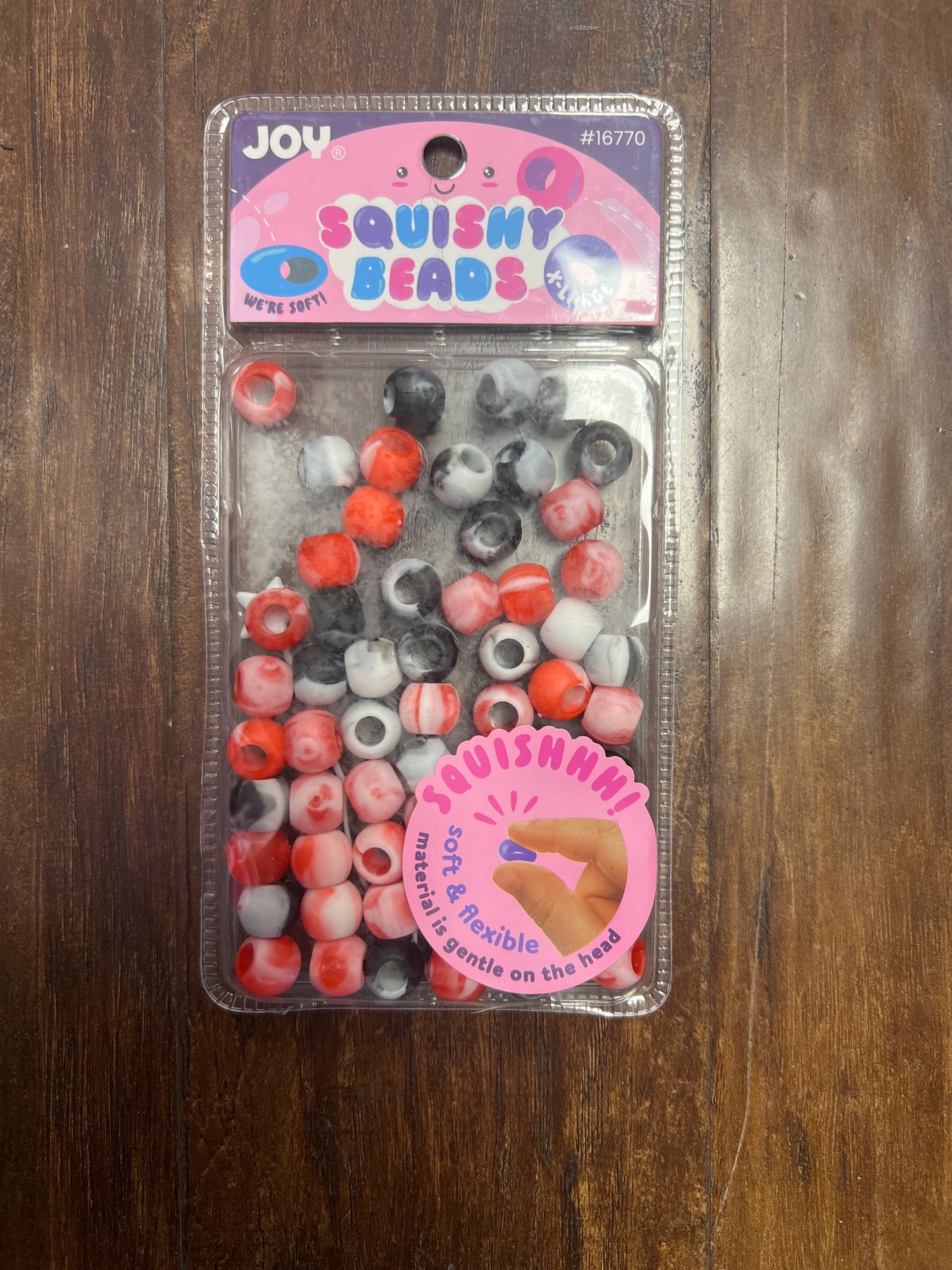Joy Hair Beads Round Squishy X Large 16770 Two Tone Black and Red