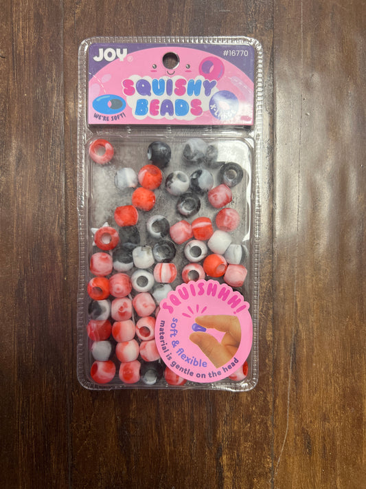Joy Hair Beads Round Squishy X Large 16770 Two Tone Black and Red