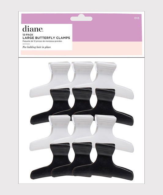 Diane Butterfly Clamps Large 12 Pack Black / White D13