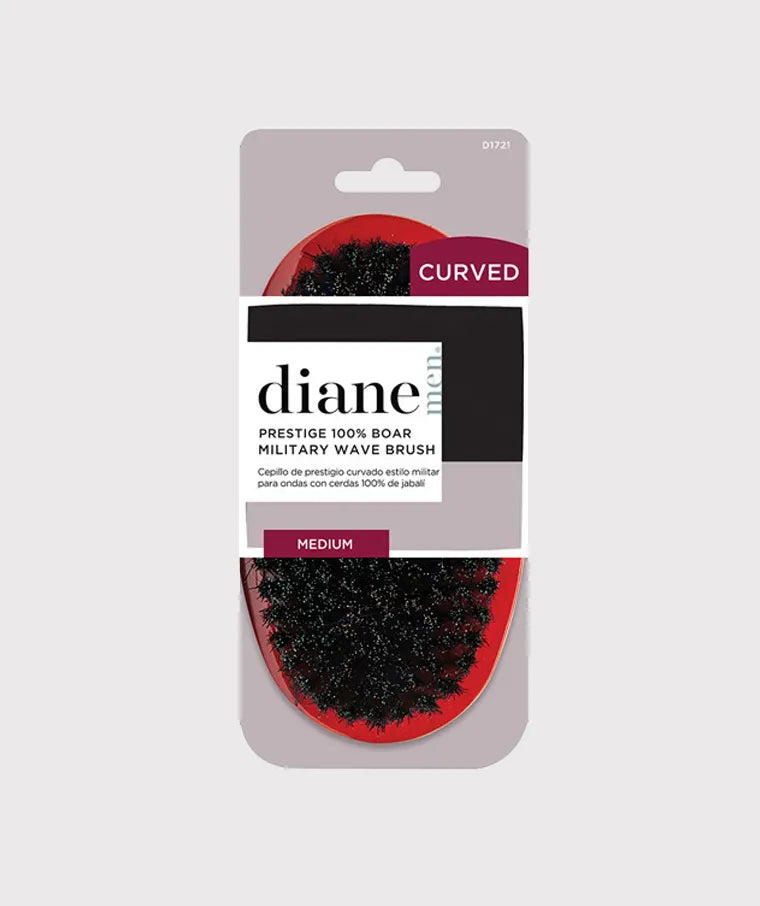 Diane Curved Military Brush 100% Boar Medium Red