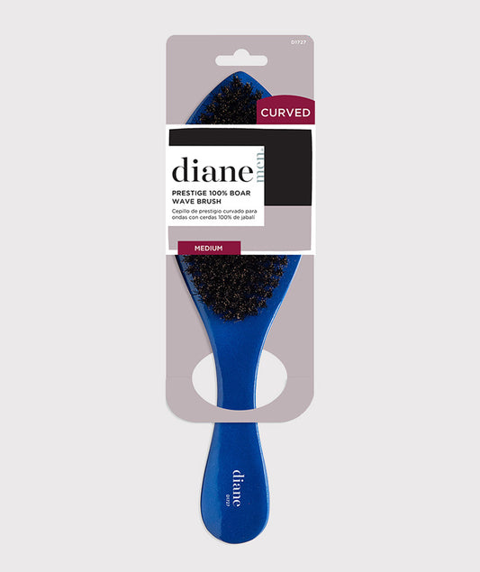 Diane Curved Wave Brush 100% Boar Medium - Blue