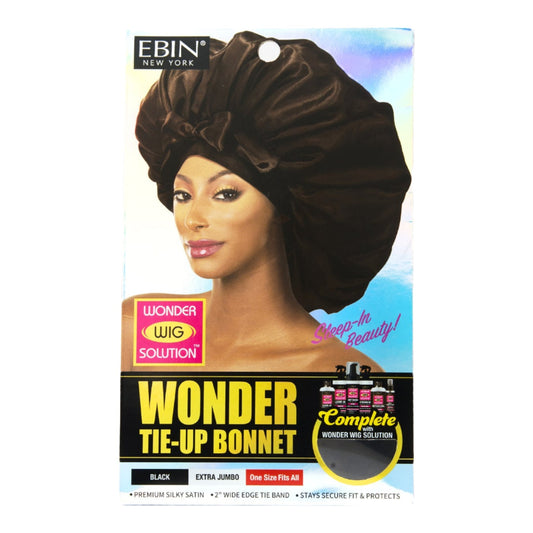 EBIN Wonder Tie-Up Bonnet Extra Jumbo - Black