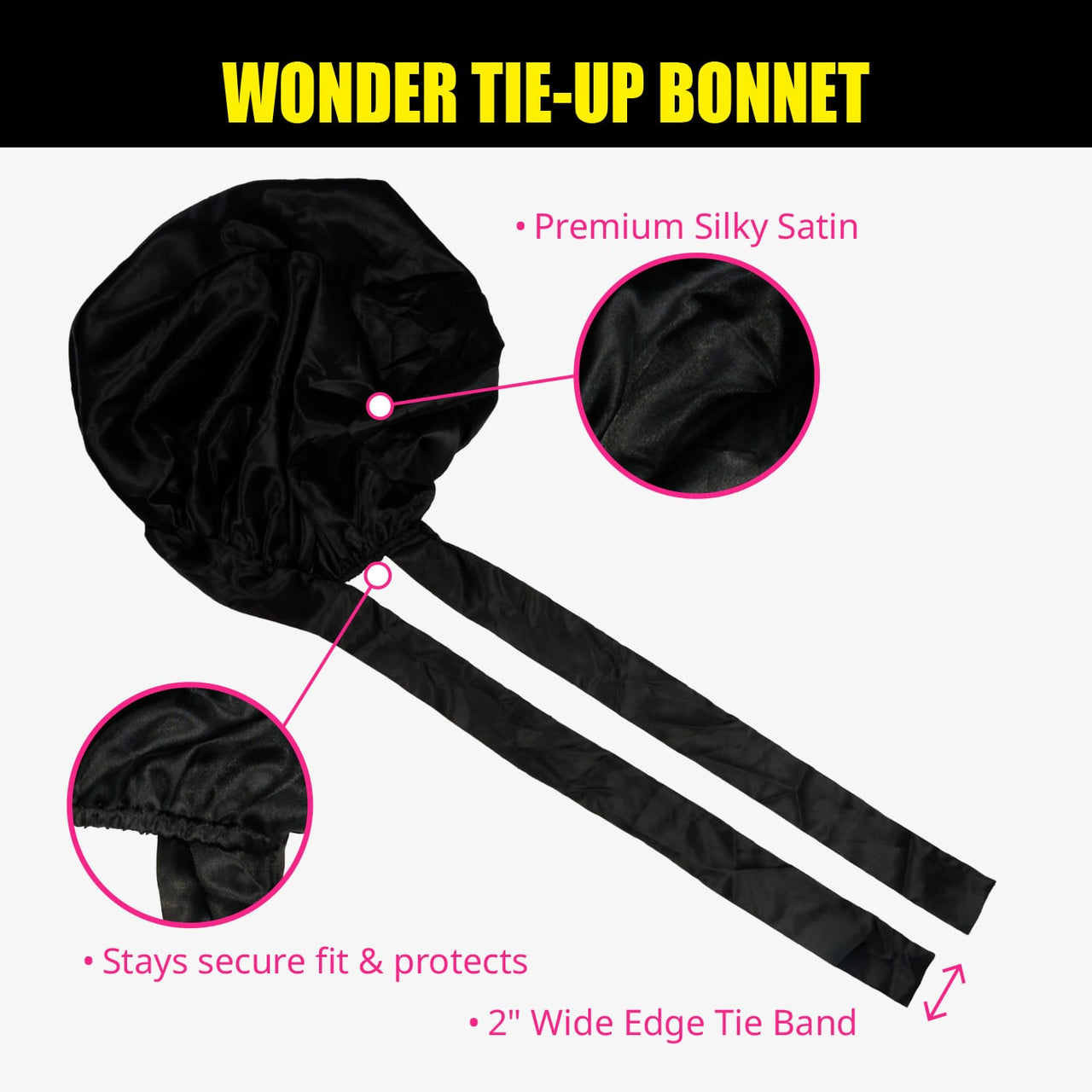 EBIN Wonder Tie-Up Bonnet Extra Jumbo - Black