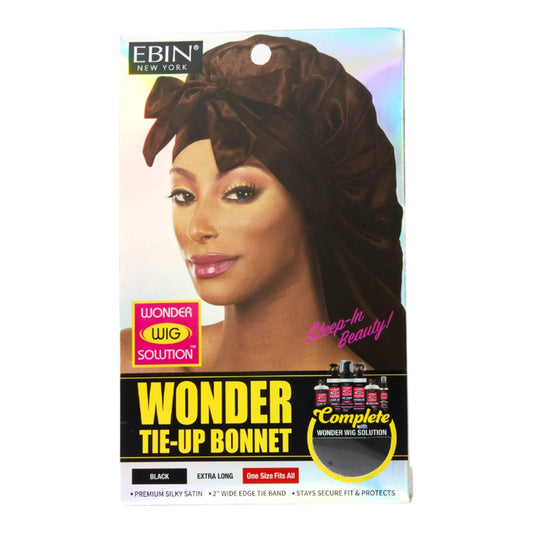 EBIN Wonder Tie-Up Bonnet Extra Long - Black