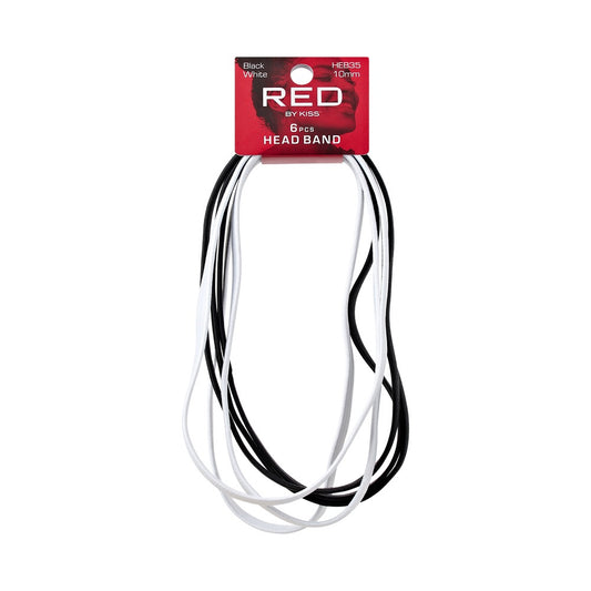 RED Headband 6 pcs 10mm Black and White