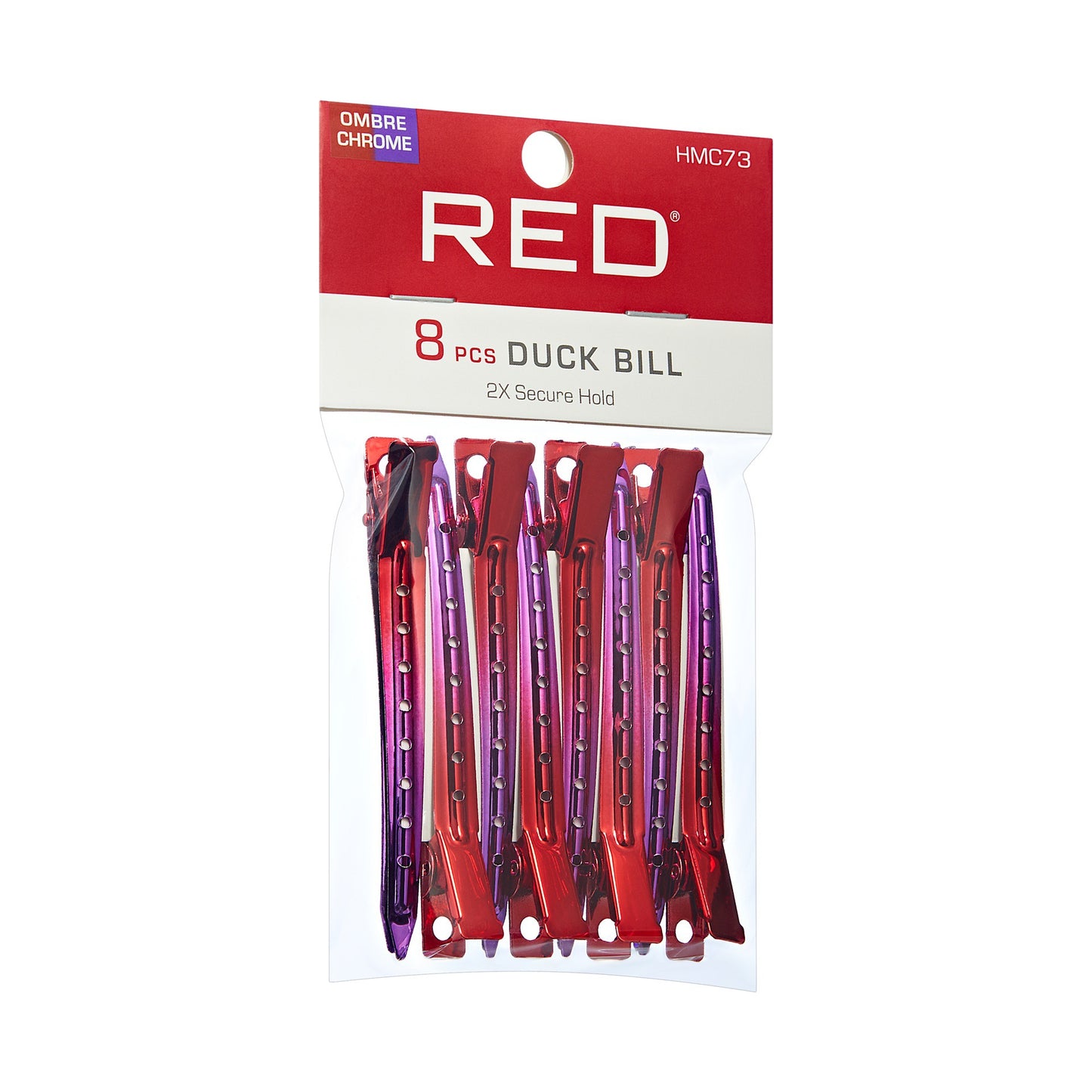 RED Duck Bill Clips 8 pcs Ombre Chrome