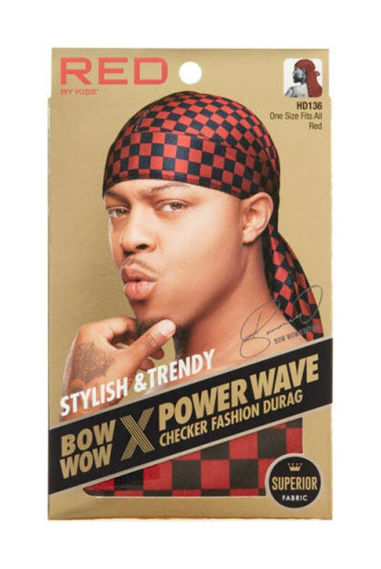 RED Power Wave Checker Durag Red