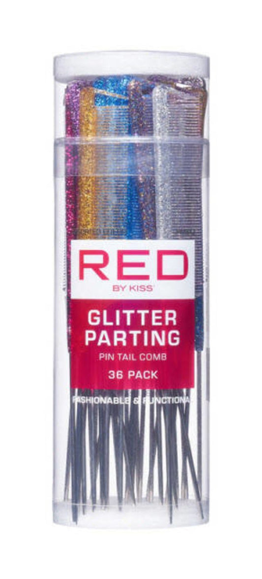 Red Parting Pin Tail Comb Glitter