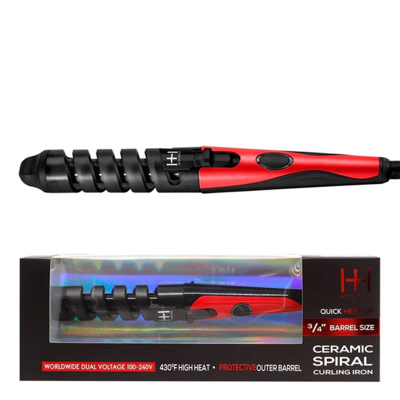 H&H Ceramic Spiral Curling Iron 3/4"