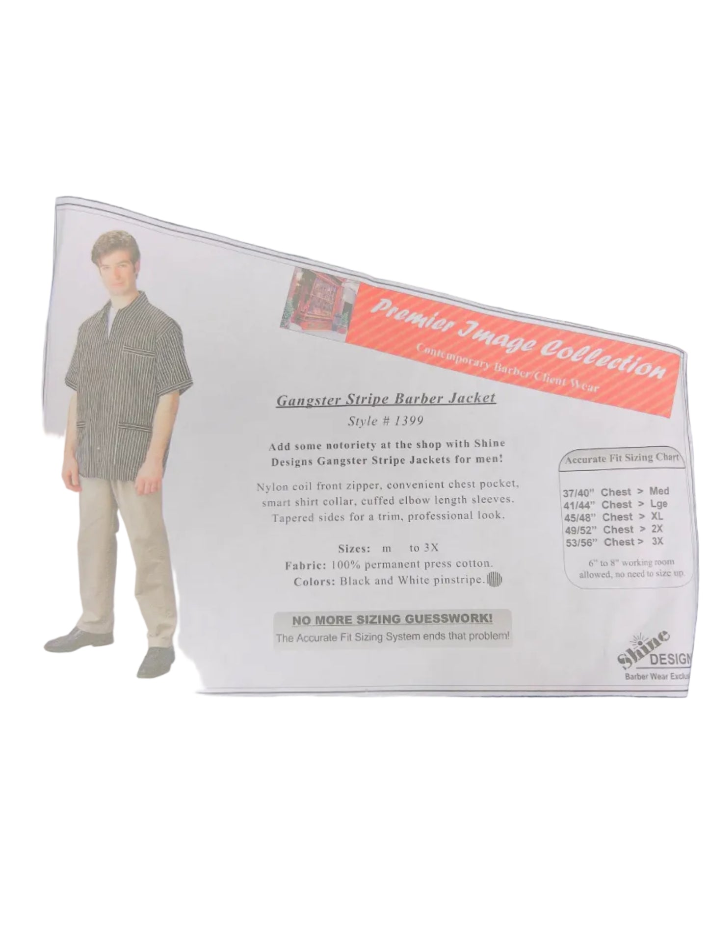 Shine Design Gangster Stripe Barber Jacket 1399 - Large
