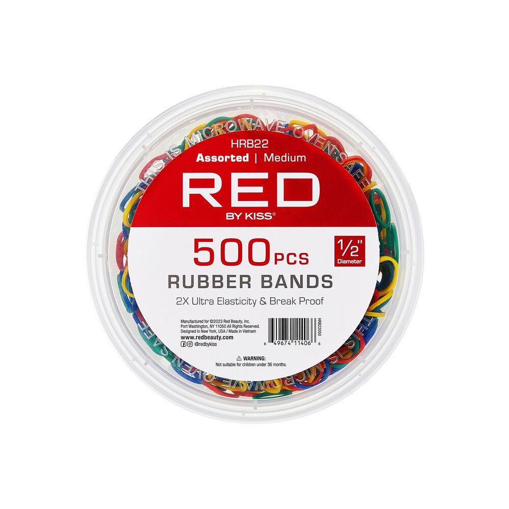 Red Rubber Bands Medium 500 pcs Assorted Color (Container)
