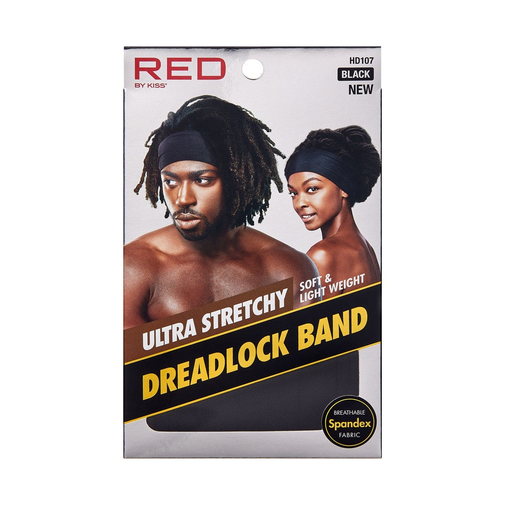 RED Silky Spandex Dreadlock Band - Black