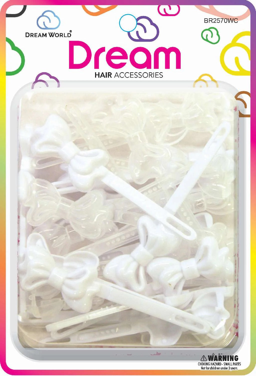 DREAM BARRETTES #70 CREAMY RIBBON 32PC WHITE AND CLEAR