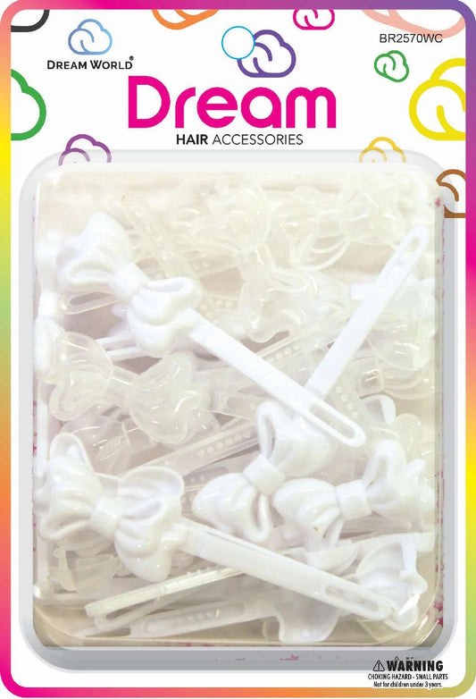 DREAM BARRETTES #70 CREAMY RIBBON 32PC WHITE AND CLEAR