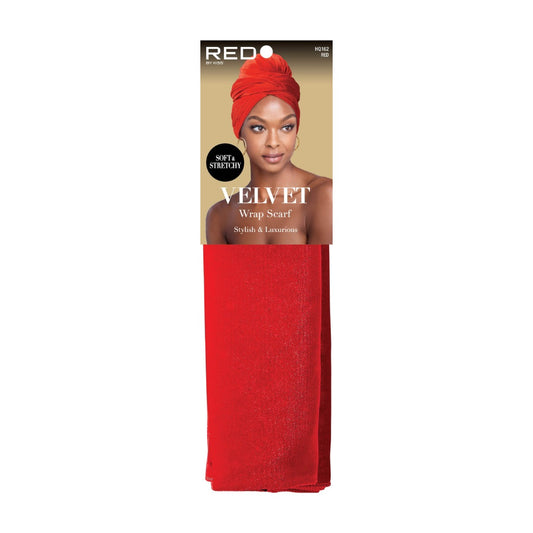 Red Velvet Head Wrap Scarf - Red