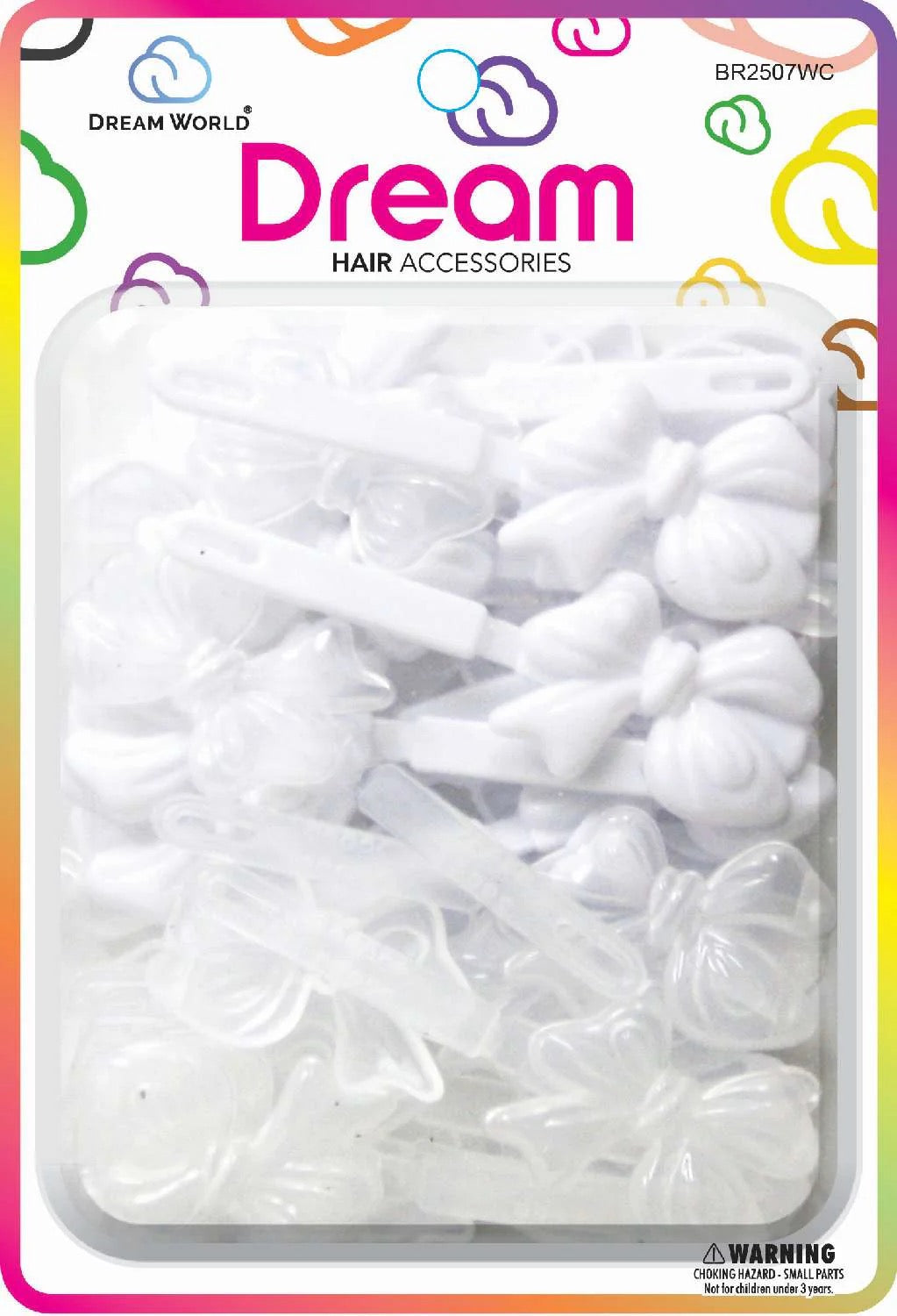 DREAM BARRETTES #07 SOFT RIBBON 28PC WHITE AND CLEAR